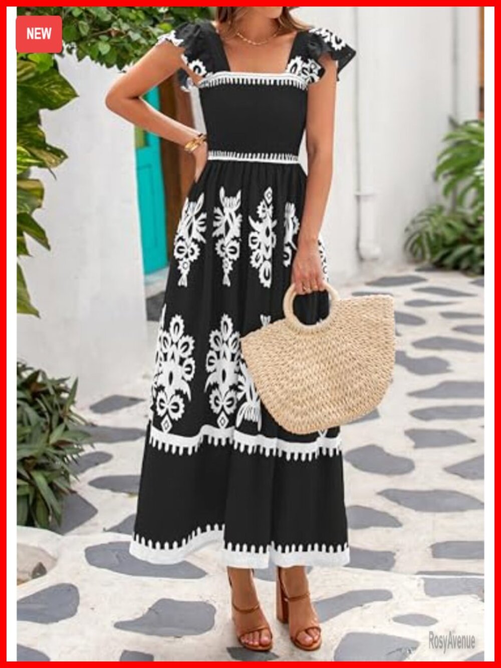 Sleeveless Square Neck Maxi Dress with Pockets - Picture 5 of 7